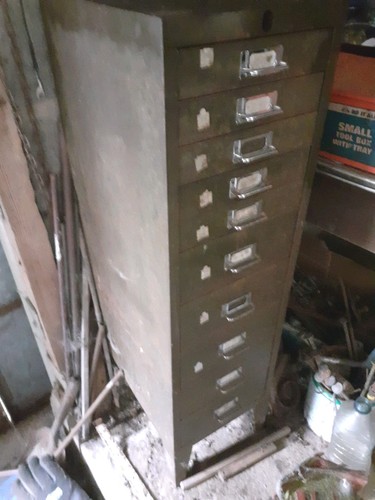 Vintage metal drawer filing - vintage, 10-drawer